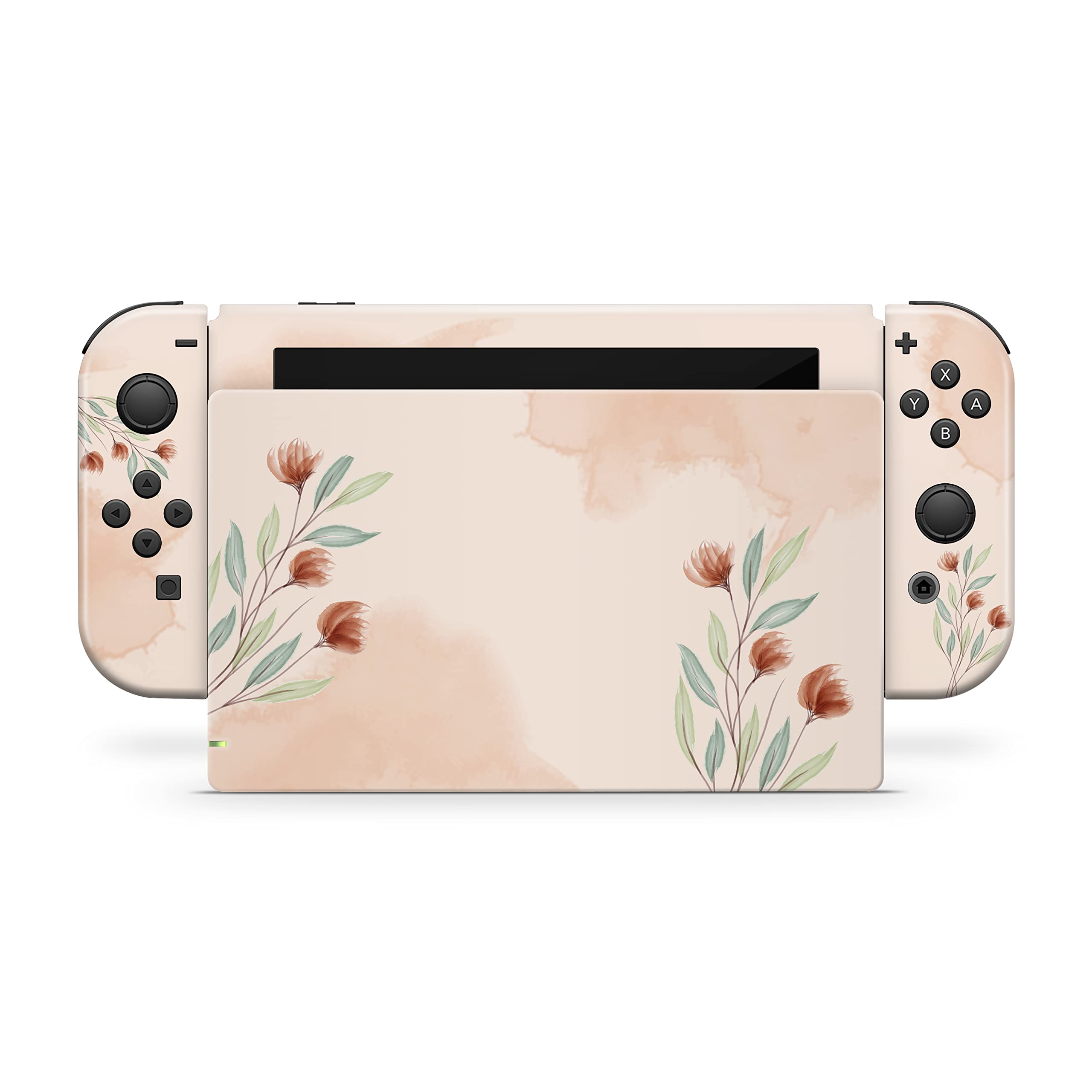 Tacky Design Flower Skin Compatible with Nintendo Switch Skin Wrap Cover, Watercolor Skin for Nintendo Switch Stickers, Premium Vinyl 3M Full Wrap Decal