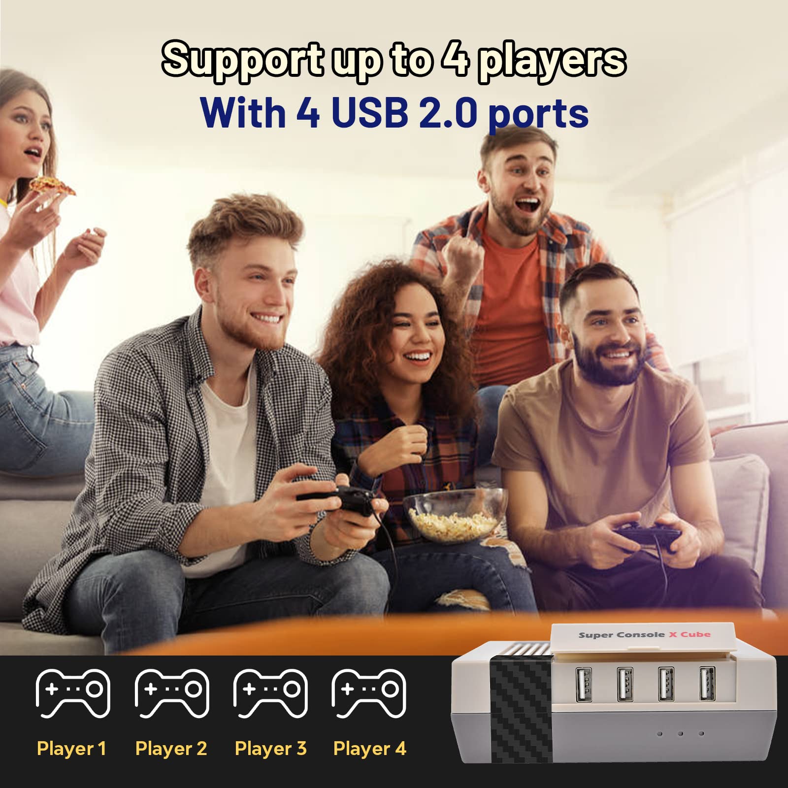 Kinhank Super Console X Cube Retro Game Console with 117000+ Classic Games, TV & Game System in 1,Video Game Console Compatible with 50+ Emulators,Support 4K，with 2 Wireless Game Controllers(256G)