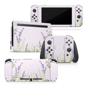 Tacky Design Lavender Skin Compatible with Nintendo Switch Skin Wrap Cover, Lupine Skin for Nintendo Switch Stickers, Premium Vinyl 3M Full Wrap Decal