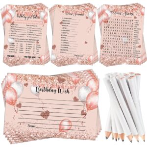 fumete birthday party games 100 pcs who knows the birthday girl game with 20 pencils girly birthday cards set for child teen adults sweet sleepover party supplies for girls, 4 activities (balloon)