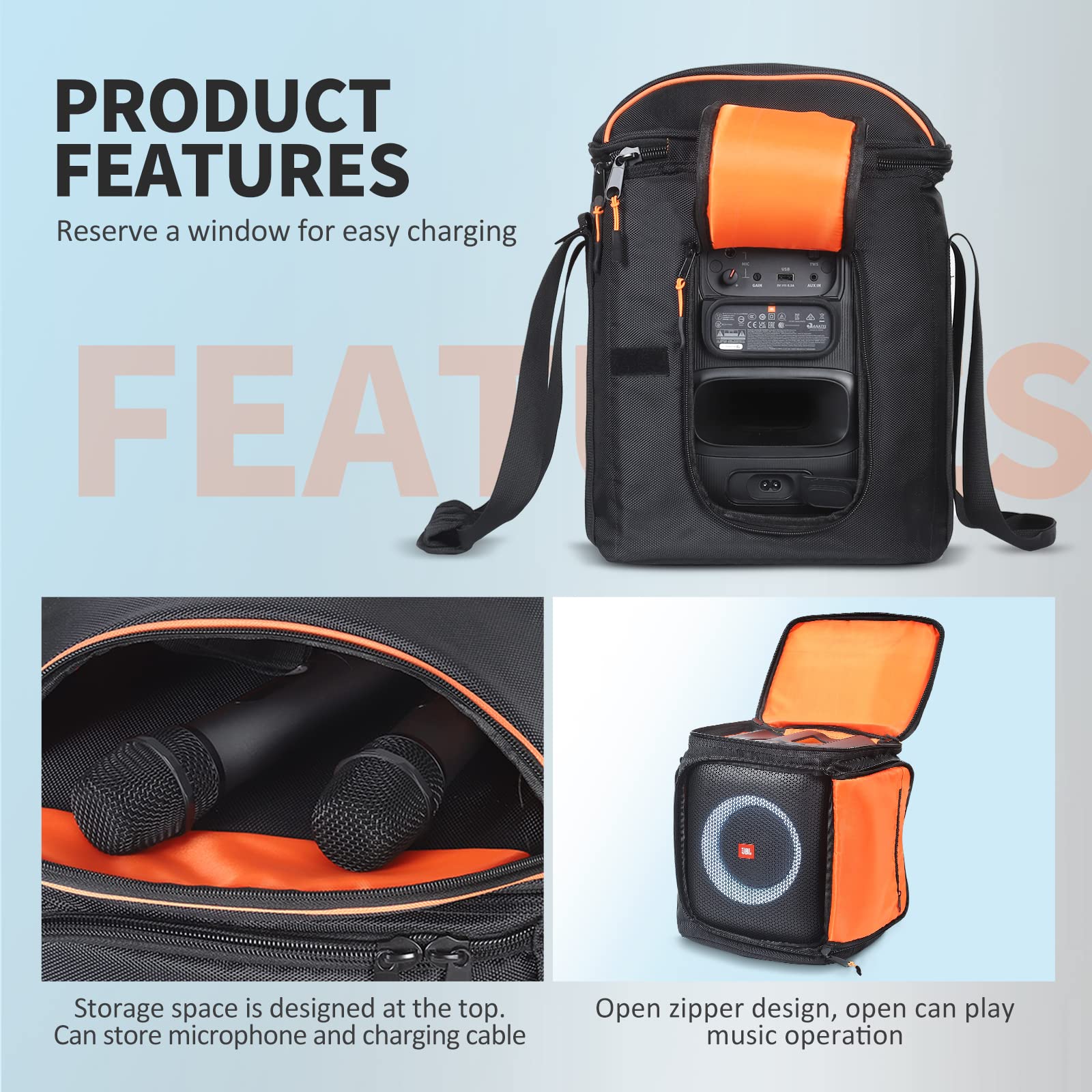 Speaker Bag Rugged Speaker Bag Carry Case Compatible with JBL Party Box Encore Essential, Portable Speaker Carry Tote Bag Backpack (for JBL PartyBox Encore Essential)