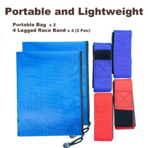 4 Legged Race Band walker, Outdoor Party Game for Kids Teens Adults, Birthday Holiday Party, Team Building, Field Day, Picnic Game, Relay Race, Family Backyard Fun( 2 pack w Storage Bags red & blue)