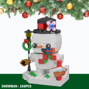 eirix Christmas Building Block Set: Christmas Building Bricks Brickheadz Kit for Kids Ages 6+ and Adults, Xmas Home Decor with Santa Snowman Gingerbread Man and Elk Figures