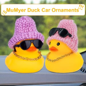 MuMyer Rubber Duck Car Ornaments Duck Car Dashboard Decorations for Car Dashboard Decoration Accessories with Mini Hat Swim Ring Necklace and Sunglasses