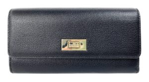 kate spade new york lucia large slim flap wallet (black)