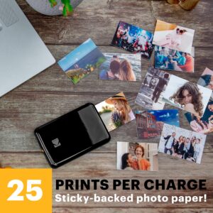 Zink Kodak Step Wireless Mobile Photo Mini Printer (Black) Compatible w/iOS & Android, NFC & Bluetooth Devices & 2"x3" Premium Photo Paper (50 Pack) Fun Accessory Kit