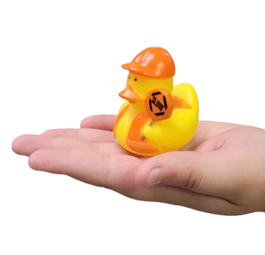 Cool Rubber Ducks (2") Standard Size. (12 Pack) Cute Duck Bath Tub Pool Toys. (Construction Rubber Ducks)