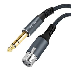 Twozoh XLR Female to 1/4 TRS Cable 15FT, Braided 6.35mm Stereo Jack Balanced to 3pin XLR Microphone Cable