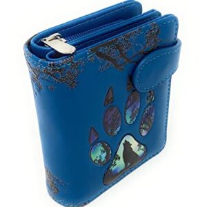 Shag Wear Wolf Paw Small Animal Wallet for Women and Teen Girls Vegan Faux Leather 4.5" Blue