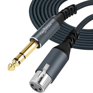 twozoh xlr female to 1/4 trs cable 15ft, braided 6.35mm stereo jack balanced to 3pin xlr microphone cable