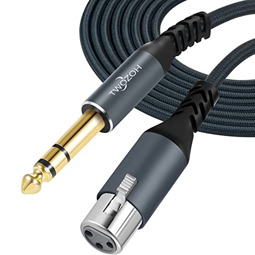 Twozoh XLR Female to 1/4 TRS Cable 15FT, Braided 6.35mm Stereo Jack Balanced to 3pin XLR Microphone Cable