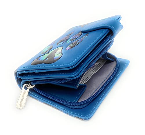 Shag Wear Wolf Paw Small Animal Wallet for Women and Teen Girls Vegan Faux Leather 4.5" Blue