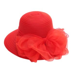 Hat Women's Tea Wedding Dress Party British Cap Bridal Fascinator Baseball Caps Girl (Red, One Size)