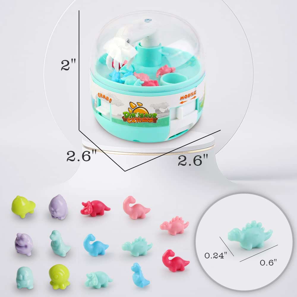 Mini Claw Machine game for Kids&adults,Green,24 Tiny Stuff prizes,Dinosaur Toys Claw Machine dino prizes,Dispenser claw game,Birthday Gifts for 3 4 5 6 7 8 9 Years Old Boys Girls,Home claw game used