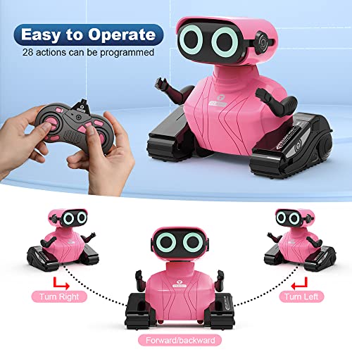 HONGCA Rechargeable Girl Robot Toy, Touch-Sense RC with LED Eyes, Dance Moves, Flexible Head/Arms, Gifts for Kids Ages 3+