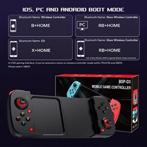 Megadream Mobile Game Controller Gamepad for iPhone iOS Android PC: Works with iPhone 15/14/13/12/11/X, iPad, Samsung Galaxy, TCL, Tablet, Call of Duty, Diablo Immortal - Directly Play (Black)