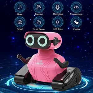 HONGCA Rechargeable Girl Robot Toy, Touch-Sense RC with LED Eyes, Dance Moves, Flexible Head/Arms, Gifts for Kids Ages 3+