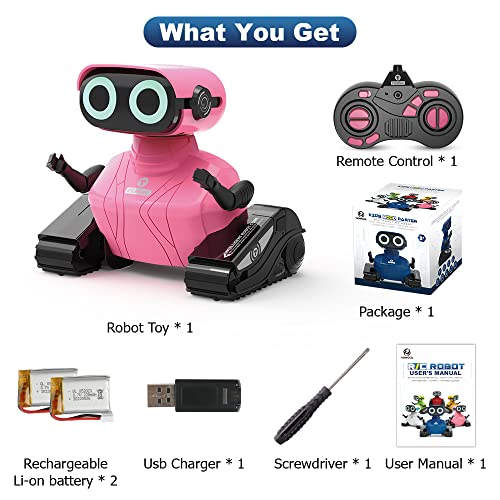 HONGCA Rechargeable Girl Robot Toy, Touch-Sense RC with LED Eyes, Dance Moves, Flexible Head/Arms, Gifts for Kids Ages 3+