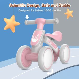 Baby Balance Bike Toys for 1 Year Old Girl Gifts, 10-36 Month Toddler Balance Bike, No Pedal 4 Silence Wheels & Soft Seat Pre-School First Riding Toys, 1st Birthday Gifts