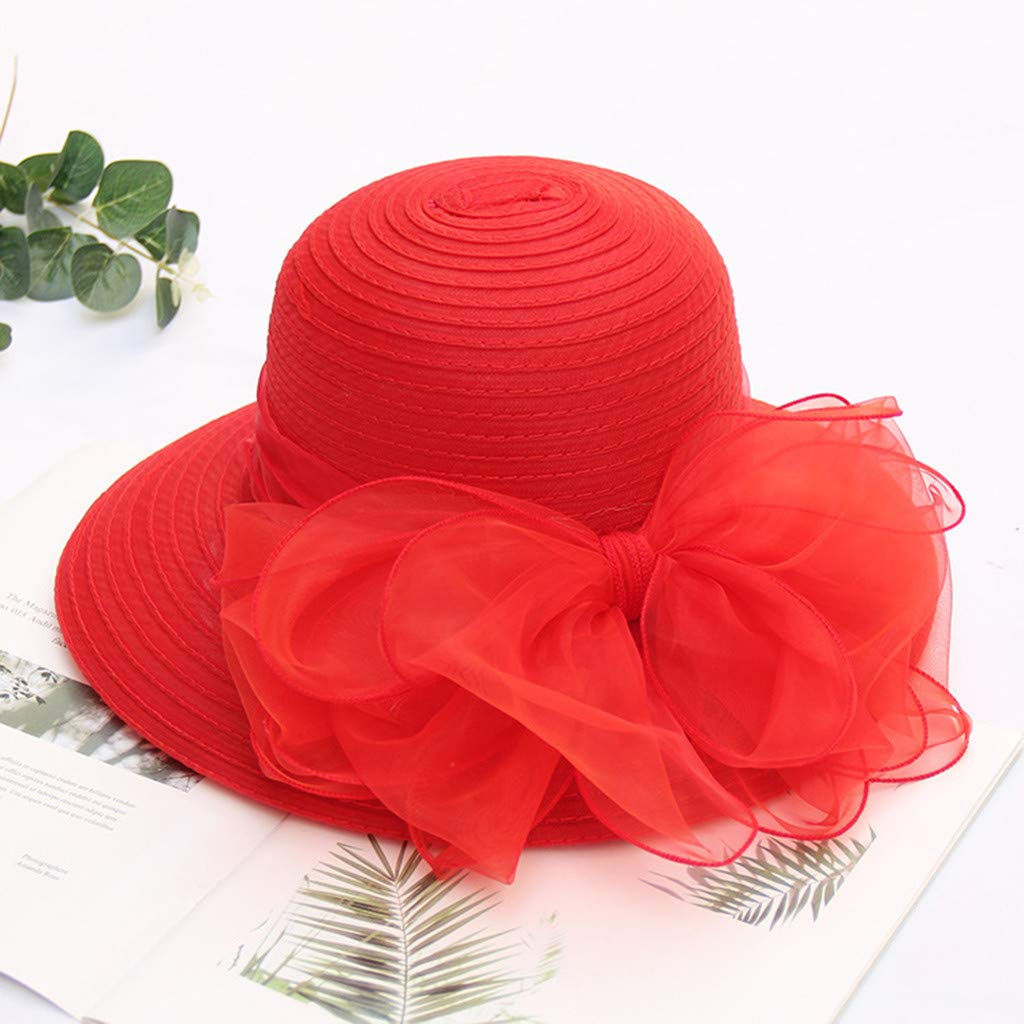 Hat Women's Tea Wedding Dress Party British Cap Bridal Fascinator Baseball Caps Girl (Red, One Size)