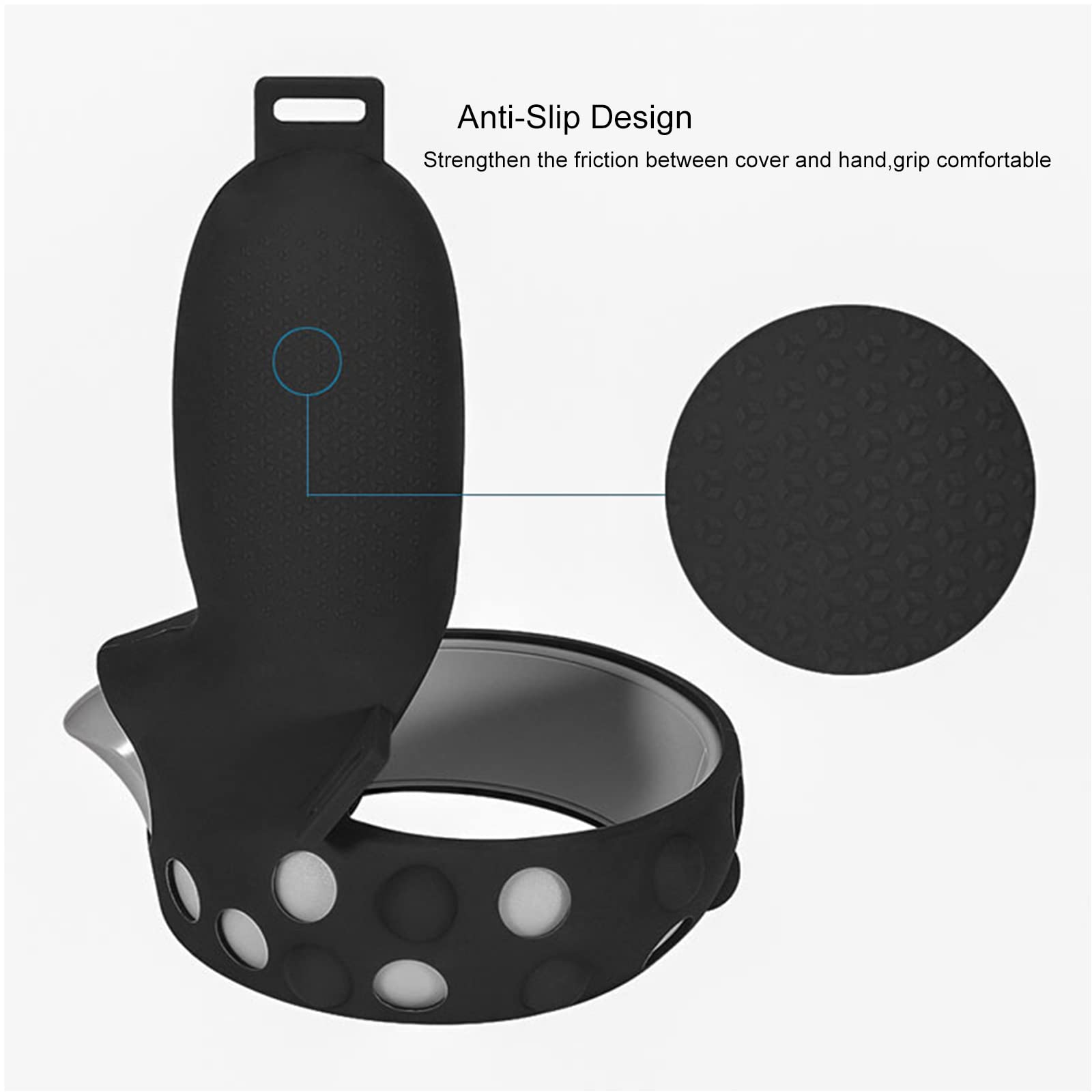 COOSKIN Controller Grip Cover Compatible with Oculus Quest 2 Anti Throw Handle Gamepad Sleeve VR Accessories with Nylon Adjustable Wrist Knuckle Strap and Rocker Cap (Black)