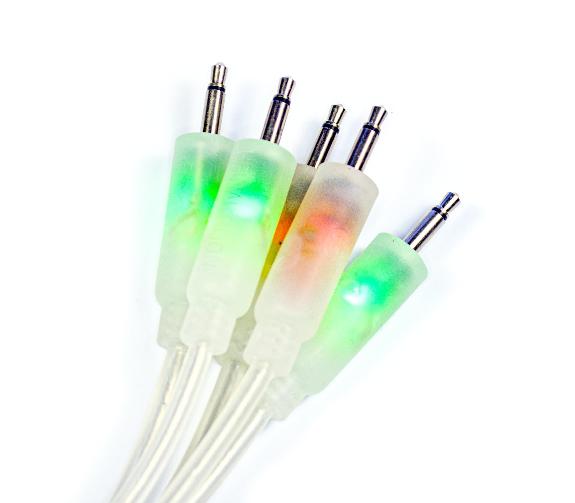 Heinakroon LED CV Patch Cables Eurorack Modular Test Leads, 5-Pack, Transparent (11.8)