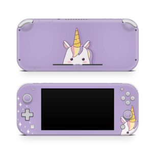 tacky design unicorn skin compatible with nintendo switch lite skin, kawaii cute purple color compatible with switch lite skin vinyl 3m stickers full wrap cover