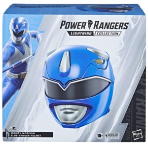 Power Rangers Lightning Collection Mighty Morphin Blue Ranger Premium Collector Helmet Full-Scale for Display, Roleplay, Cosplay, Multicolor