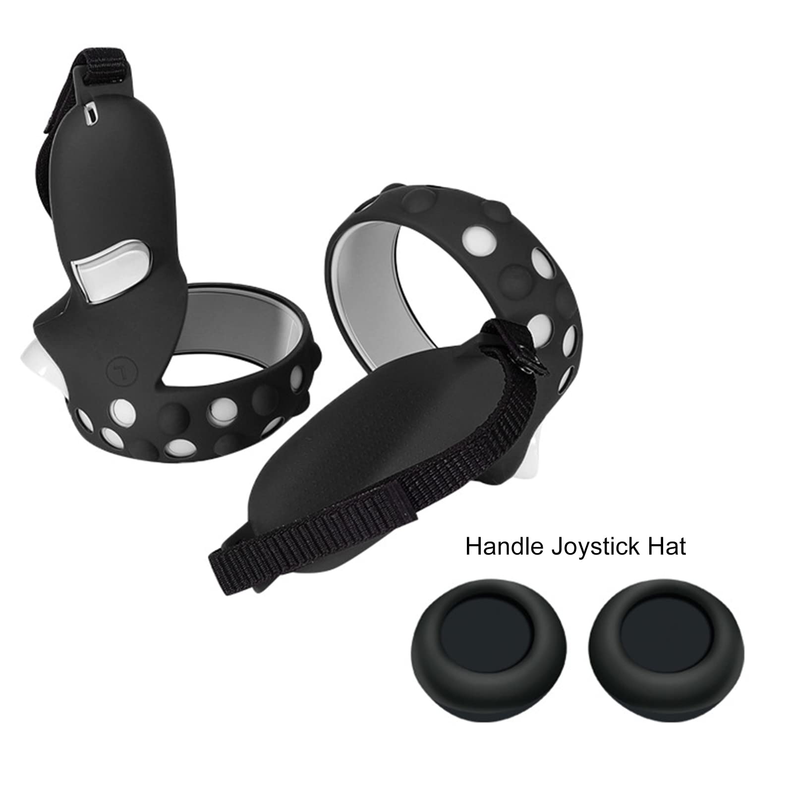 COOSKIN Controller Grip Cover Compatible with Oculus Quest 2 Anti Throw Handle Gamepad Sleeve VR Accessories with Nylon Adjustable Wrist Knuckle Strap and Rocker Cap (Black)