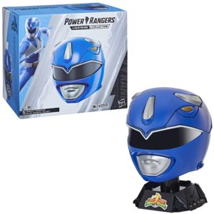 Power Rangers Lightning Collection Mighty Morphin Blue Ranger Premium Collector Helmet Full-Scale for Display, Roleplay, Cosplay, Multicolor