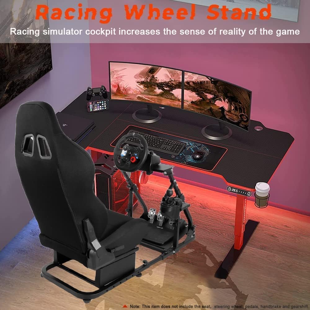 Supllueer Racing Simulator Cockpit with Dual Reinforcement Arm Compatible with Logitech G25 G27 G29 G920 G923 Thrustmaster T300, Steering Wheel Stand, Wheel Pedals and Seat Not Include