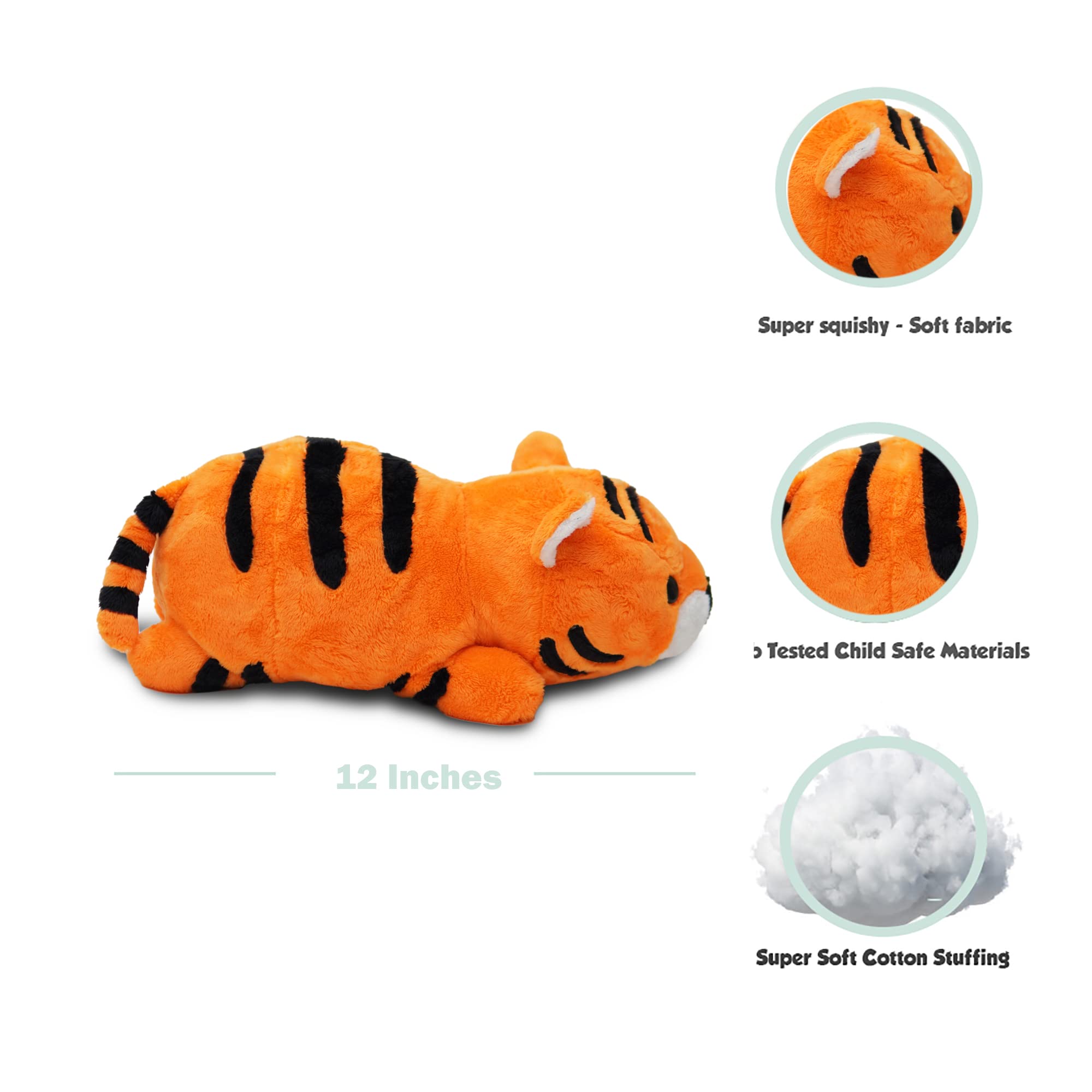 Avocatt Fuzzy Tiger Plushie Toy - 10 Inches Stuffed Animal Plush - Plushy and Squishy Tiger with Soft Fabric and Stuffing - Cute Toy Gift for Boys and Girls