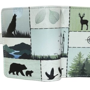 Shag Wear Wild Life Moose Polar Bear Wolf Canadian Geese Small Wallet for Women and Teen Girls Vegan Faux Leather 4.5" Beige