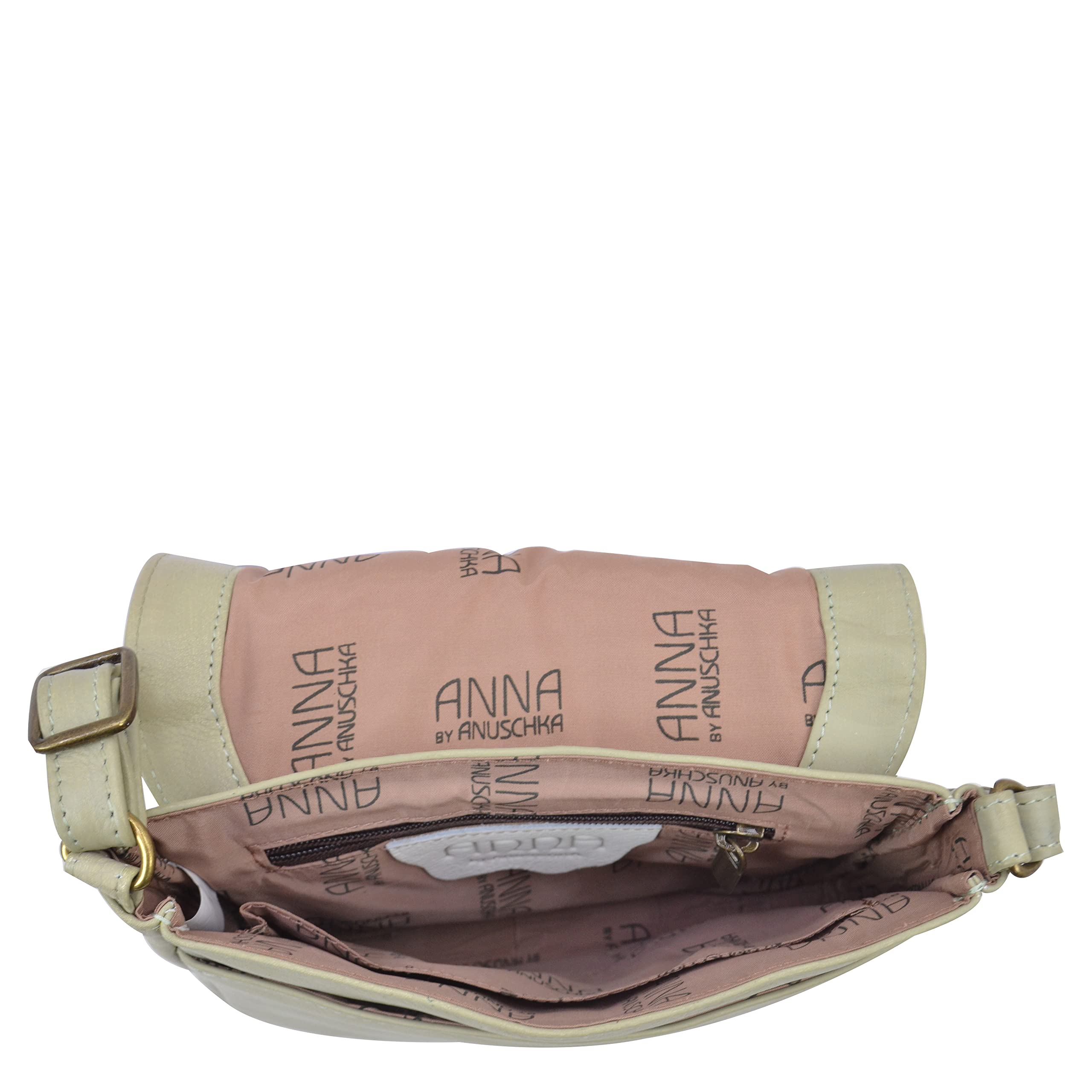 Anna by Anuschka Hand Painted Women’s Genuine Leather - Flap Crossbody - Butterfly Garden Taupe