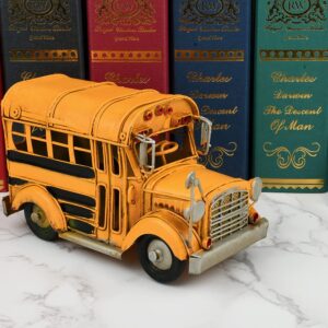 DS. DISTINCTIVE STYLE Handcrated Metal School Bus Retro Classic Vehicle Desk Decor