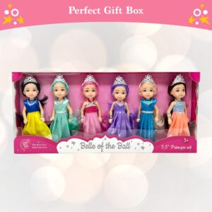 Little Dolls Set with Mini Princess Dolls for Girls – Princess Toy Dolls for Dollhouse –Small Doll Mini Princess Figures with Tiaras, Hair Accessories