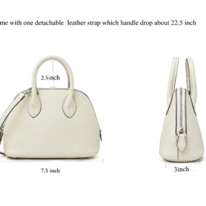 DORIS&JACKY Small Leather Dome Crossbody Bag Cute Shell Shape Zip Around Handbags (2-Off White)