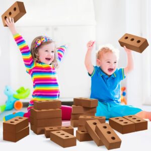 Deekin 30 Pcs Foam Brick Building Blocks for Kids Thick Cinder Blocks Foam Blocks Large Fake Brick Foam Construction Blocks Toy for Stacking Construction, 8 x 4 x 2.4 in(Circle Holes)