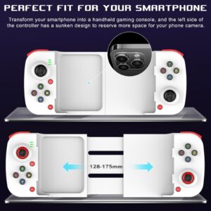 Megadream Mobile Game Controller Gamepad for iPhone iOS Android PC Joystick: Works with iPhone15/14/13/X, iPad, Samsung Galaxy, M-otorola, TCL, Tablet, COD- Wireless Connection (White)