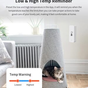 WiFi Temperature Humidity Sensor: Indoor Thermometer Hygrometer with App Alert, Free Data Storage Export, Smart Temperature Humidity Monitor for Home Pet Greenhouse, Compatible with Alexa (1-Pack)