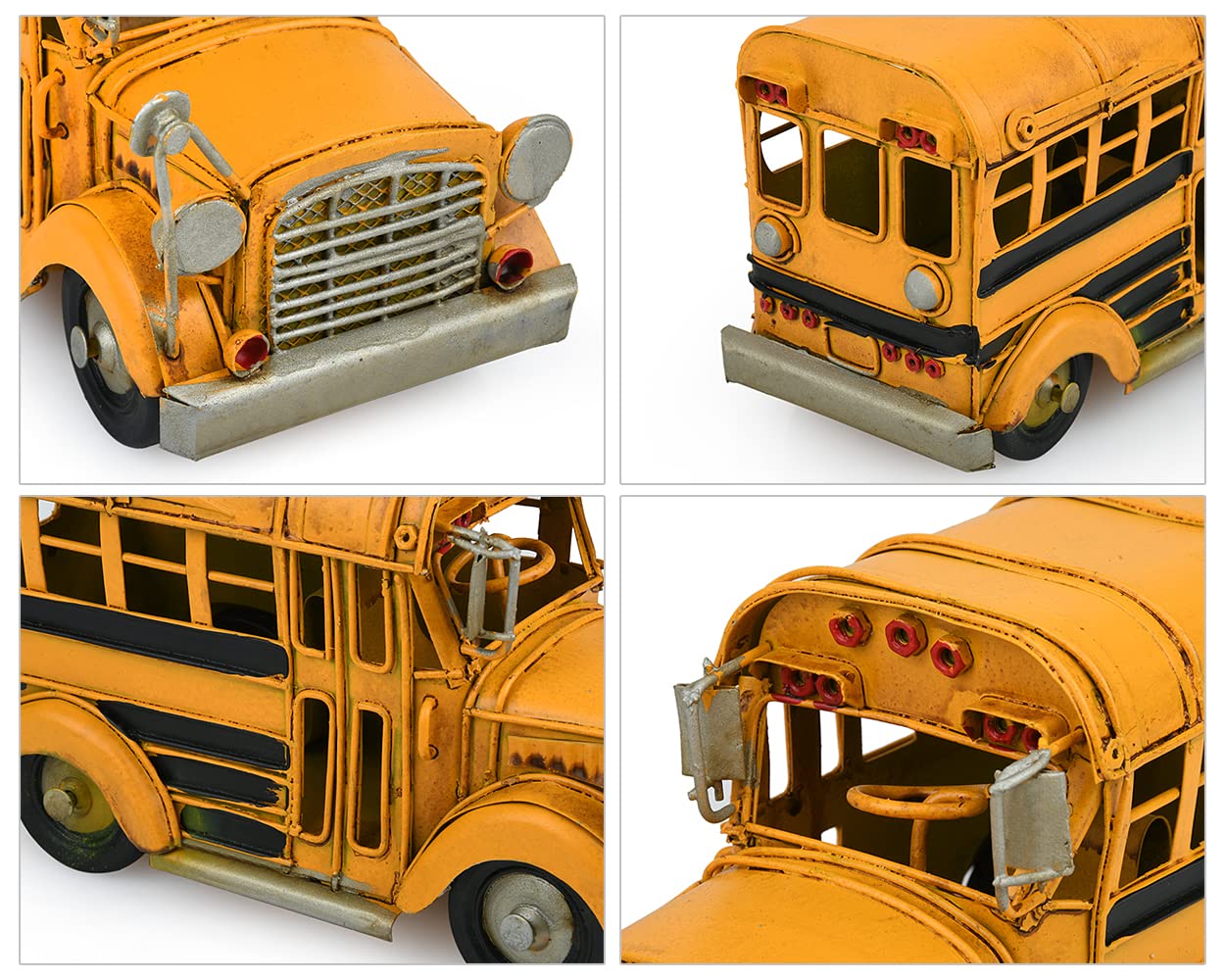 DS. DISTINCTIVE STYLE Handcrated Metal School Bus Retro Classic Vehicle Desk Decor