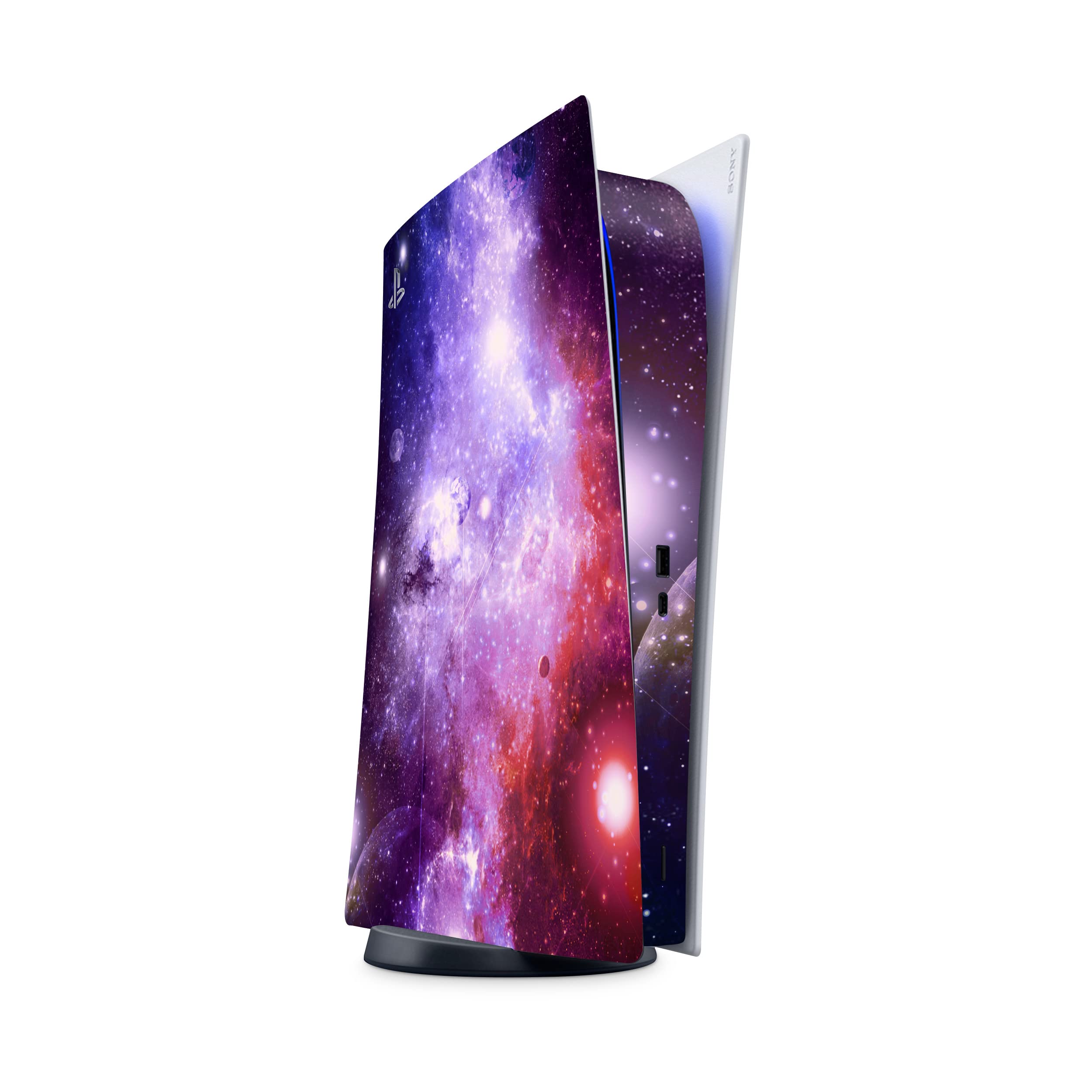 PS5 Purple Galaxy Skin for Playstation 5 Console and 2 Controllers, Space Skin Vinyl 3M Decal Stickers Full wrap Cover (Disk Edition) (Digital Edition)