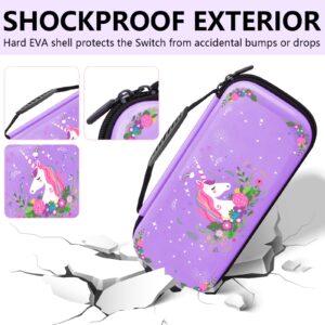 homicozy Cute Unicorn Protection Case for Nintendo Switch,Purple Hard Carrying Case with Soft TPU Protective Cover and Protection Acessories Compatible with Nintendo Switch for Girls