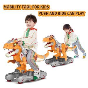 Sethland Dinosaur Ride On Toys, Ride On Cars for Kids with Music and Light, Children Scooter Foot-to-Floor Walker, Ride on Toy Indoor Outdoor for Preschool Kids