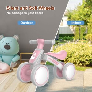 Baby Balance Bike Toys for 1 Year Old Girl Gifts, 10-36 Month Toddler Balance Bike, No Pedal 4 Silence Wheels & Soft Seat Pre-School First Riding Toys, 1st Birthday Gifts