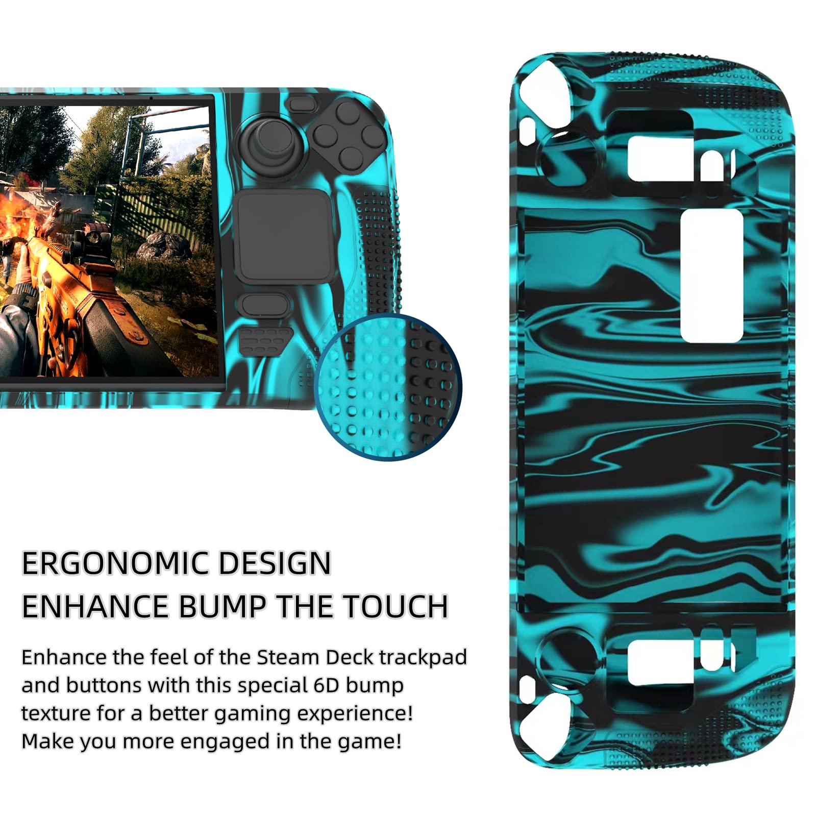 Case for Steam Deck Protector Skin: Full Silicone Protective Soft Cover Shockproof Non Slip and Anti Scratch Accessories for Stream Deck (Camouflage Army Blue)