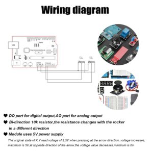 Diitao 8PCS Joystick Breakout Module,Game Controller Replacement Joystick Analog Thumb Stick,XY Dual-axis Joystick Breakout Module with 60pin 20cm Multicolored Breadboard Jumper Wires Kit