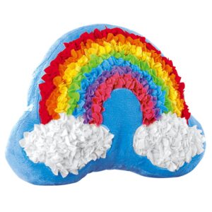 dblosp plush craft rainbow pillow, fabric by number art & crafts, no sewing, making your own diy rainbow pillow, kids project, learning fun, ages 5+