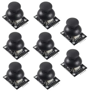 diitao 8pcs joystick breakout module,game controller replacement joystick analog thumb stick,xy dual-axis joystick breakout module with 60pin 20cm multicolored breadboard jumper wires kit