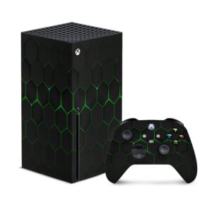 TACKY DESIGN Futuristic Skin Compatible for Xbox Series x Skin Geometric Console & Two Controller Skin, Xbox x Sticker Premium Vinyl 3M Decal Full wrap, Xbox Cover